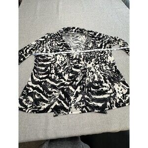 Peter Nygard Open‎ Front Cardigan ~ Subtle Metallic Threading~ Animal Print ~ S